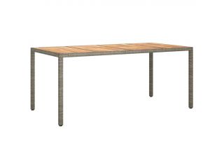 Zahradní stůl 190 x 90 x 75 cm polyratan a akáciové dřevo šedý