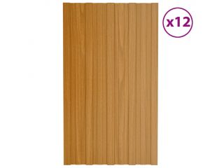 Střešní panely 12 ks pozinkovaná ocel světlé dřevo 80 x 45 cm