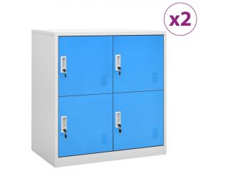 Uzamykatelné skříně 2 ks světle šedé a modré 90x45x92,5 cm ocel