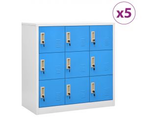 Uzamykatelné skříně 5 ks světle šedé a modré 90x45x92,5 cm ocel