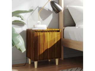 Noční stolek masivní dřevěné nohy hnědý dub 40 x 30 x 50 cm