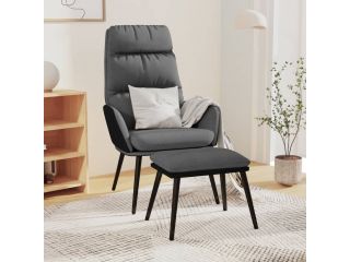vidaXL Relaxační křeslo se stoličkou světle šedé textil a umělá kůže