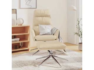 Relaxační křeslo se stoličkou krémové textil