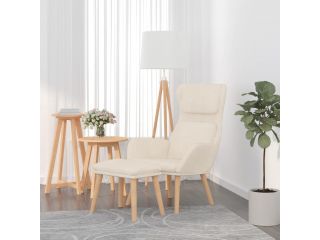 vidaXL Relaxační křeslo se stoličkou krémově bílé samet