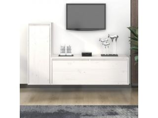 TV skříňky 2 ks bílé masivní borové dřevo