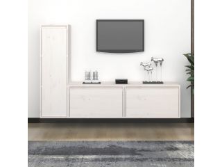 TV skříňky 3 ks bílé masivní borové dřevo