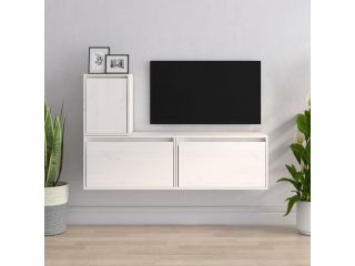 TV skříňky 3 ks bílé masivní borové dřevo