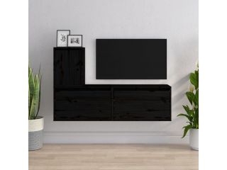 TV skříňky 3 ks černé masivní borové dřevo