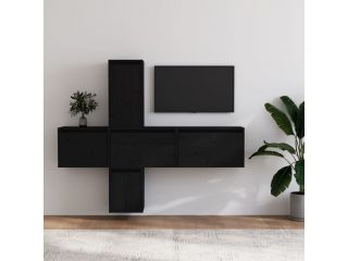 TV skříňky 5 ks černé masivní borové dřevo