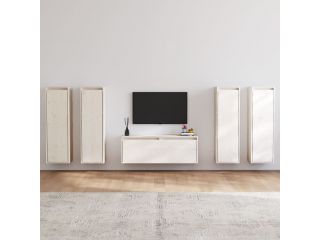 TV skříňky 5 ks bílé masivní borové dřevo