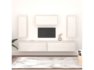 TV skříňky 5 ks bílé masivní borové dřevo