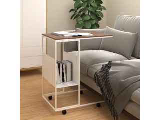 Odkládací stolek s kolečky bílý 55x36x63,5 cm kompozitní dřevo
