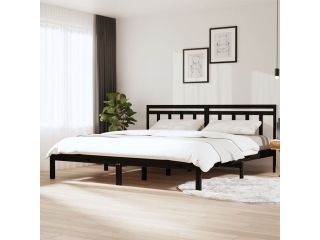 Rám postele černý masivní dřevo 180 x 200 cm Super King