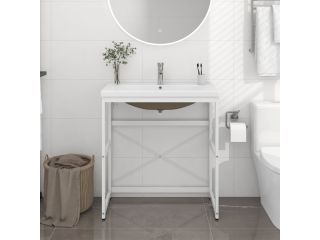 Koupelnový rám s vestavěným umyvadlem bílý železo