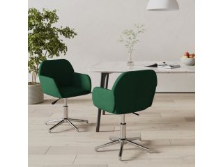 vidaXL Otočné jídelní židle 2 ks tmavě zelené textil