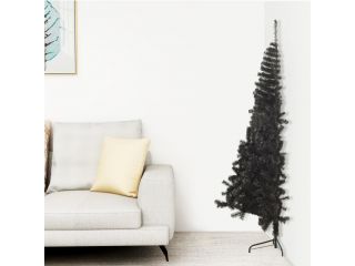 Umělý poloviční vánoční stromek se stojanem černý 210 cm PVC
