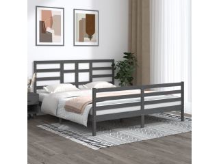 Rám postele šedý masivní dřevo 180 x 200 cm Super King