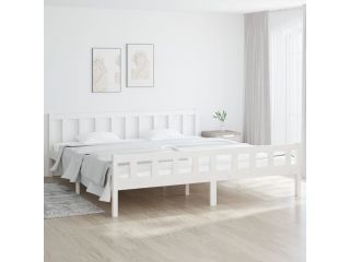 Rám postele bílý masivní dřevo 180 x 200 cm Super King