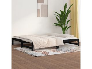 Výsuvná postel černá 2x (80 x 200) cm masivní borovice