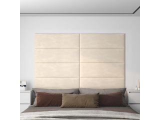 vidaXL Nástěnné panely 12 ks krémové 90 x 30 cm samet 3,24 m²