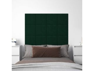 vidaXL Nástěnné panely 12 ks tmavě zelené 30 x 30 cm samet 1,08 m²