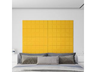 vidaXL Nástěnné panely 12 ks žluté 90 x 30 cm samet 3,24 m²