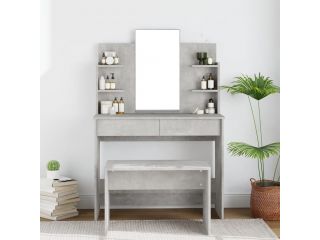 Toaletní stolek se zrcadlem betonově šedý 96 x 40 x 142 cm