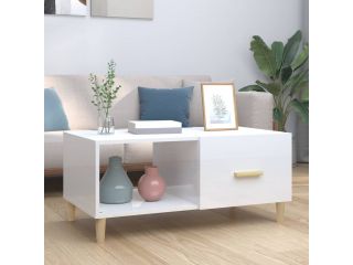 Konferenční stolek lesklý bílý 89,5x50x40 cm kompozitní dřevo