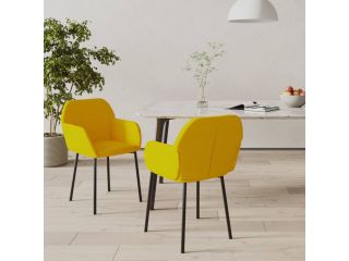 Jídelní židle 2 ks žluté samet
