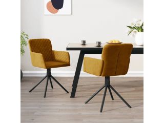 vidaXL Otočné jídelní židle 2 ks hnědé samet