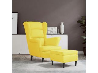 vidaXL Křeslo ušák se stoličkou hořčicově žluté samet