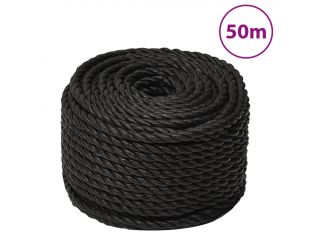 vidaXL Pracovní lano černé 12 mm 50 m polypropylen