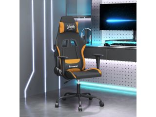 Masážní herní židle černá a oranžová textil
