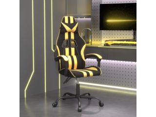 Otočná herní židle černá a zlatá umělá kůže
