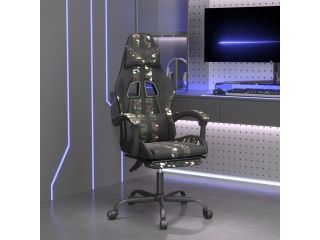Otočná herní židle s podnožkou černá a maskáčová umělá kůže