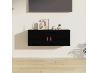 Nástěnná skříňka černá 80 x 30 x 30 cm masivní borové dřevo
