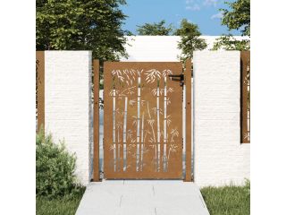 vidaXL Zahradní branka 105 x 155 cm cortenová ocel Bambus