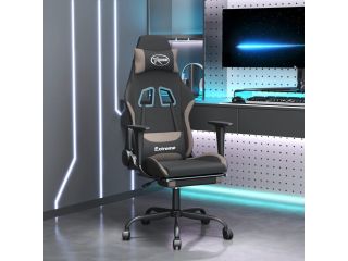 vidaXL Herní židle s podnožkou černá a taupe textil