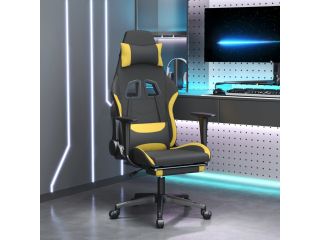 Herní židle s podnožkou černá a žlutá textil