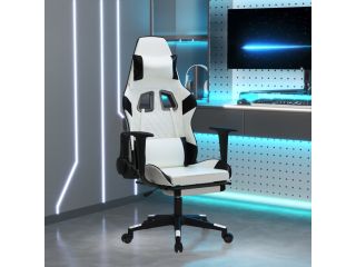 vidaXL Herní židle s podnožkou bílá a černá umělá kůže