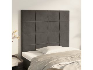 vidaXL Čelo postele 2 ks tmavě šedé 80 x 5 x 78/88 cm samet