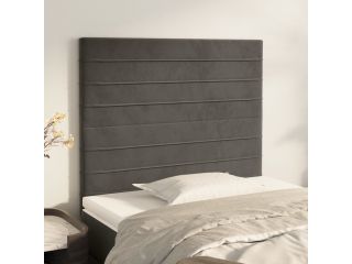 Čelo postele 2 ks tmavě šedé 100 x 5 x 78/88 cm samet