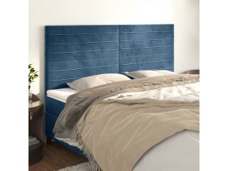 vidaXL Čelo postele 4 ks tmavě modré 80 x 5 x 78/88 cm samet