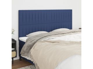Čelo postele 4 ks modré 90x5x78/88 cm textil
