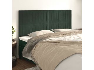 vidaXL Čelo postele 4 ks tmavě zelené 100x5x78/88 cm samet