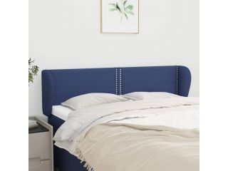 Čelo postele typu ušák modré 147x23x78/88 cm textil