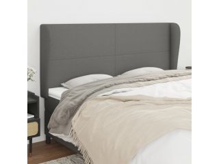 Čelo postele typu ušák tmavě šedé 203x23x118/128 cm textil