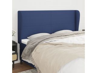 Čelo postele typu ušák modré 203x23x118/128 cm textil