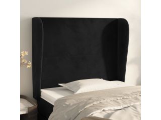 Čelo postele typu ušák černé 83 x 23 x 118/128 cm samet