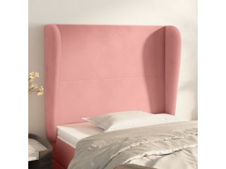 Čelo postele typu ušák růžové 83 x 23 x 118/128 cm samet